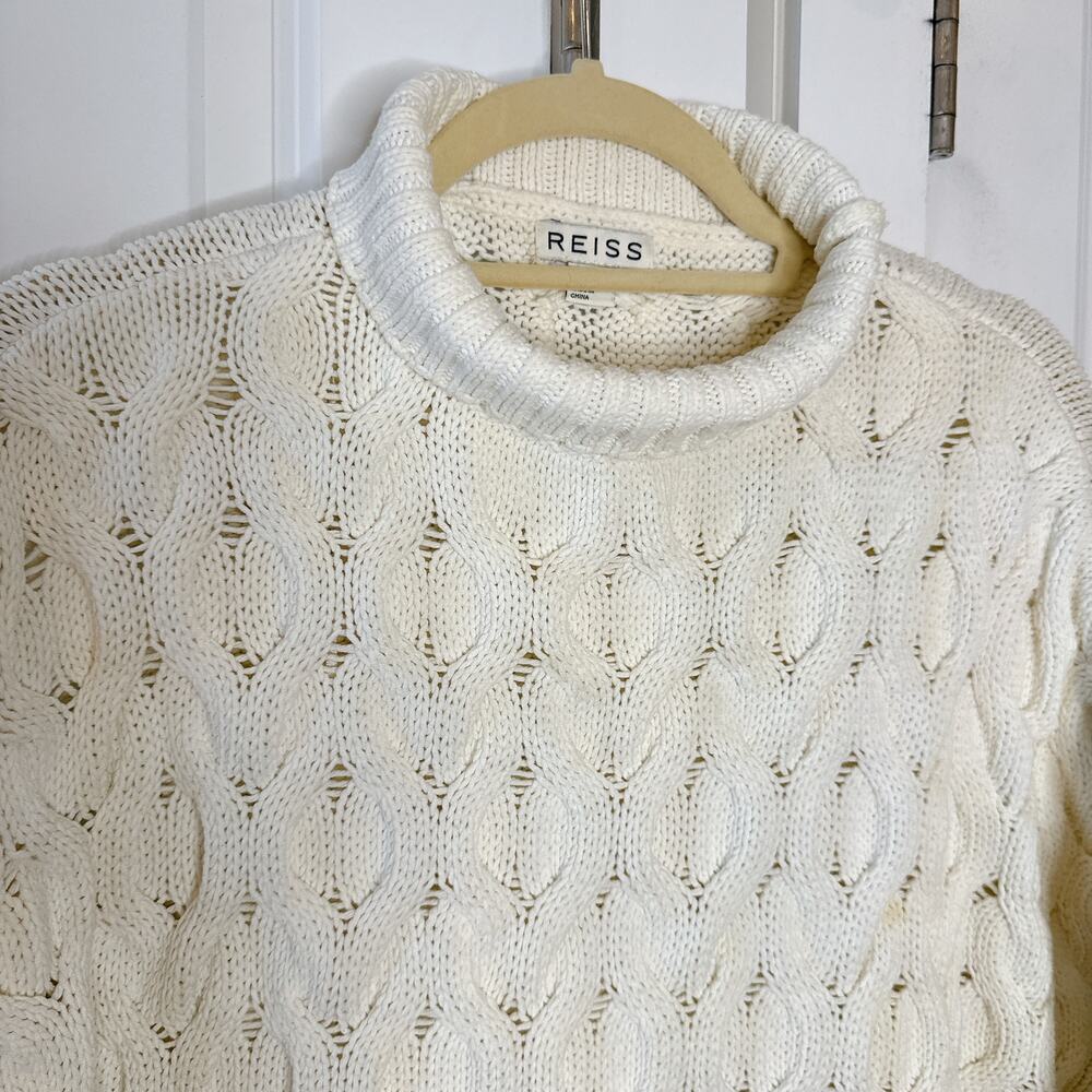 REISS Beatrix Long Sleeve Knit Mock Neck Pullover Sweater White | Small - Picture 11 of 11